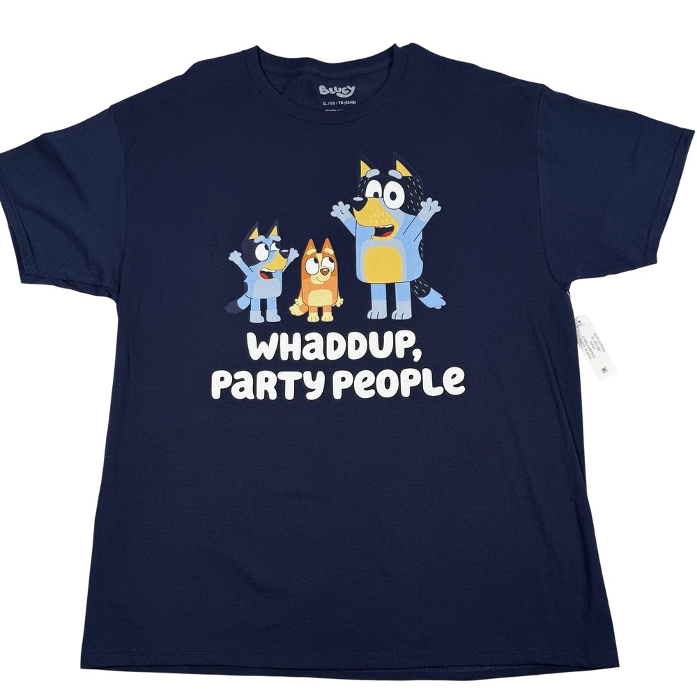 Bluey T Shirt XL Crew Neck Graphic Print Cartoon Tee Funny Bingo Bandit New Cute